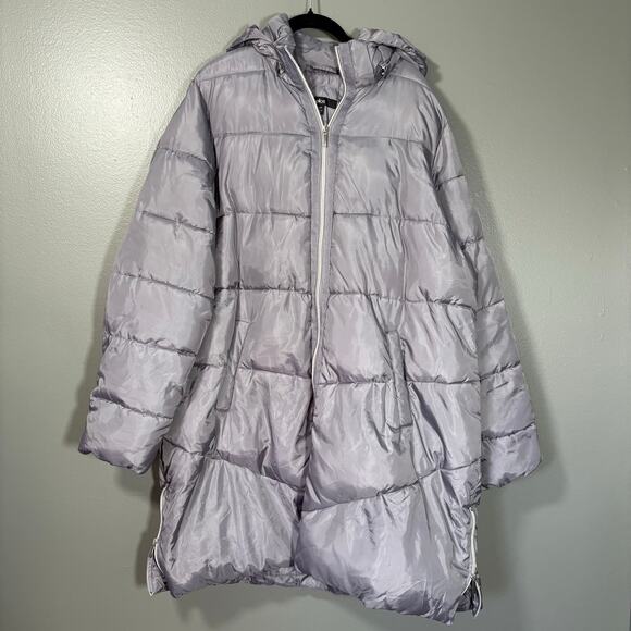 Ellos Silver Quilted Puffer Jacket Winter Coat - Size 18/20 - Women's Plus Size - Picture 1 of 9